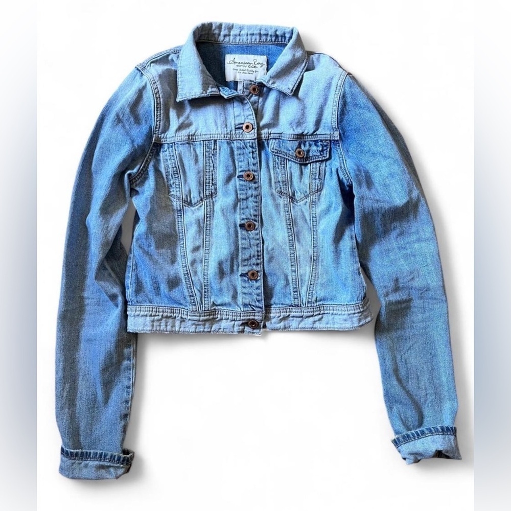 American Rag Cie Womens Blue Denim Jacket Semi-Cropped Size Small Westernwear